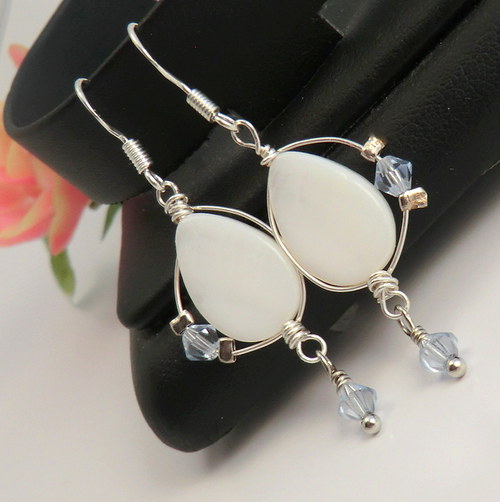 Naušnice Wire wrapping - Perleťové/Ag... — foto 1