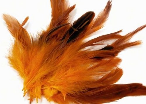 Oranžové slepičí peří 10ks — foto 1