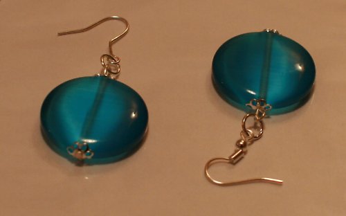 Náušnice kočičí oči aqua — foto 1
