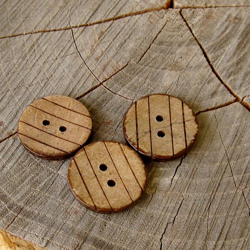 Kokosový knoflík proužkatý - 23 mm - 2 ks