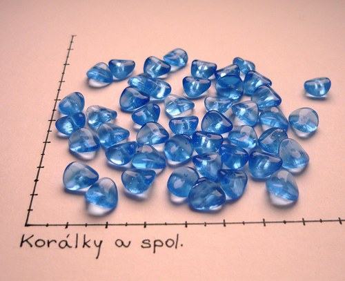 Korálky placky skleněné modré, 20g — foto 1