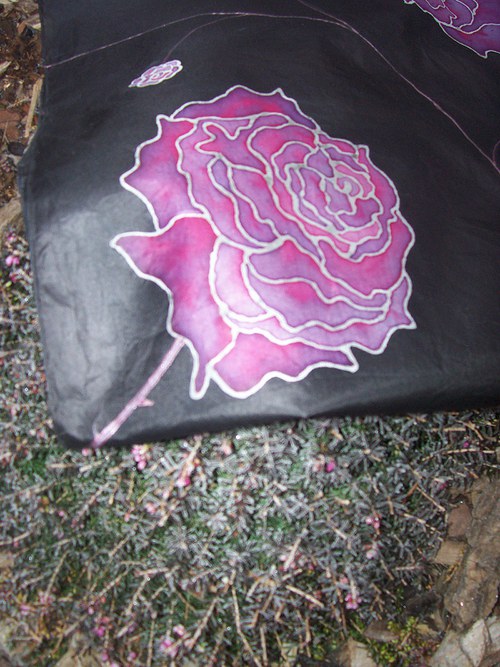 Hedvábný šál - Purpurová růže — foto 1
