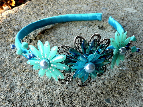 Čelenka : " Blue winter flowers " - na přání — foto 1