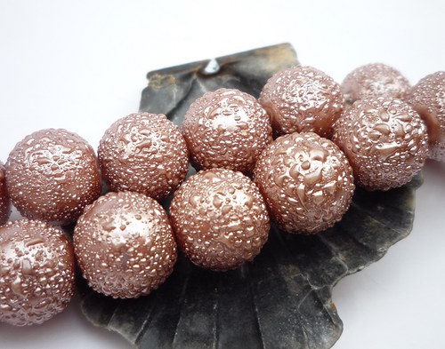 Kávové vroubkované perly "Zigana" 10mm 8 ks — foto 1