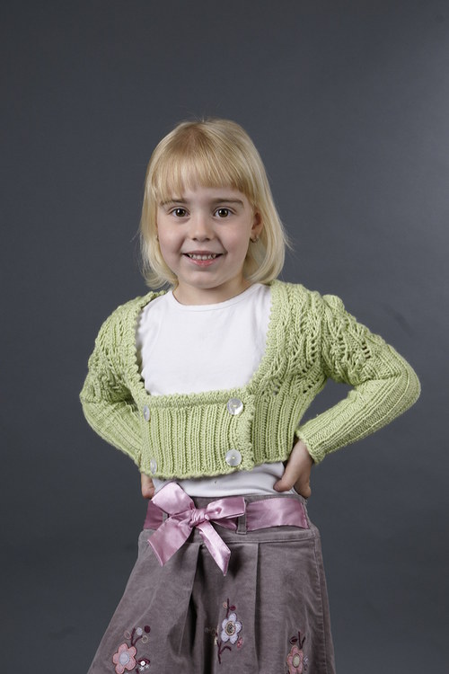 Popis - návod na pletené dětské bolerko Pistachio