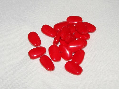 Korálově červené korálky, 14/8 mm, 20 ks
