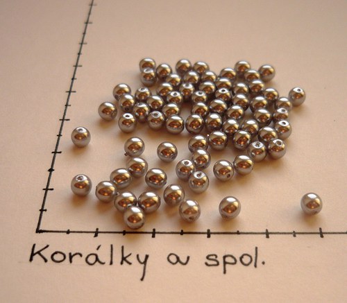 Perle skleněné stříbrošedá 4mm, 36 ks — foto 1