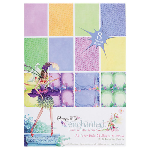 Glitr sada papírů ENCHANTED FAIRIES - 12 listů A4