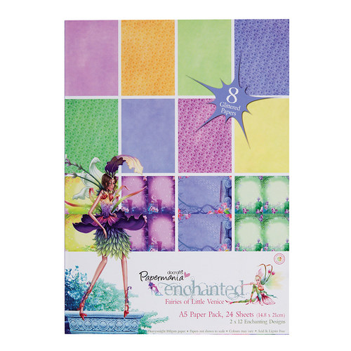 Glitr sada papírů ENCHANTED FAIRIES - 12 listů A5