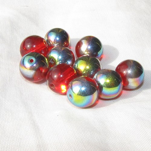 Červené korálky 10 mm, 10ks