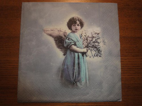 Ubrousek na decoupage - andělíček v modrém