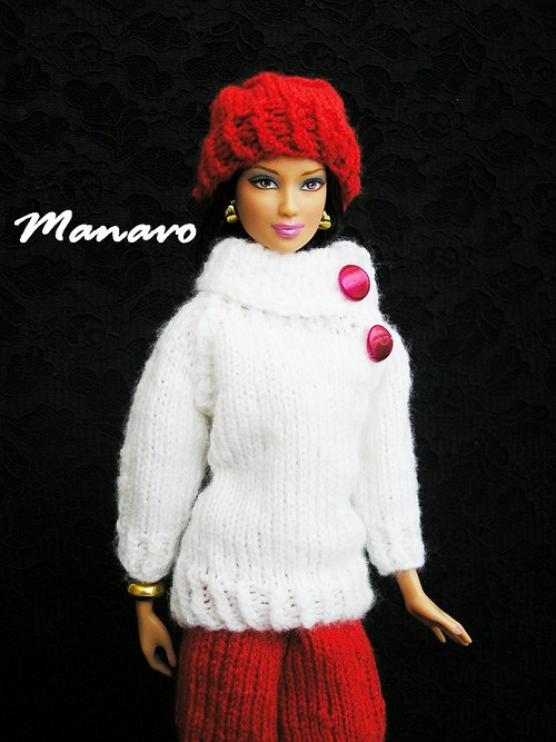 Červeno-bílý komplet pro Barbie — foto 1