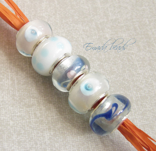 Korále s jádrem, stříbro 925, světle modrý mix — foto 1