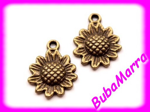 2ks~ PŘÍVĚŠEK ~ KOV ~ 12x15mm ~ SLUNEČNICE