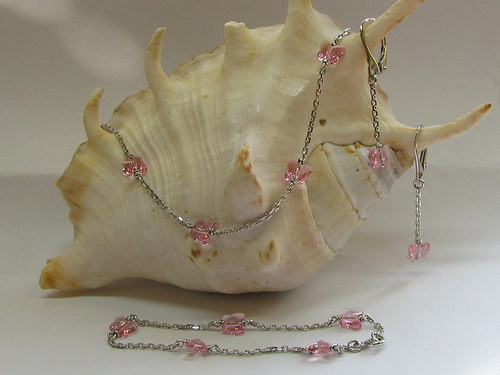 Stříbrná sada s motýlky Swarovski-RHODIOVANÁ.