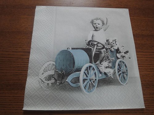 Ubrousek na decoupage - klučík v autíčku