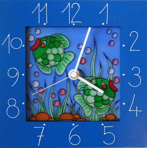 Rybičky - hodiny v rámu 25cm