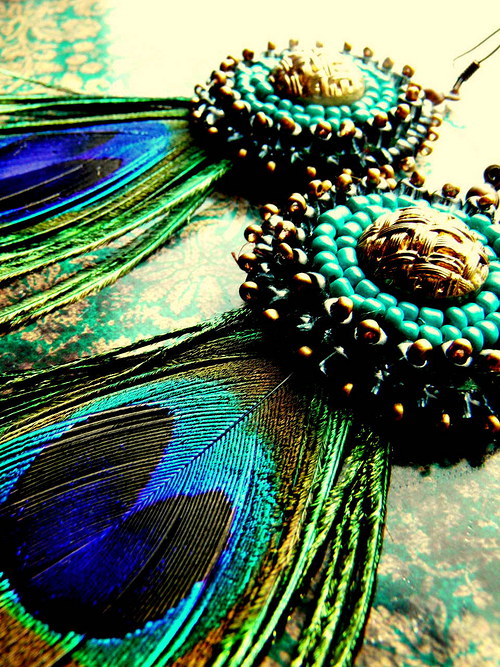Boucles d'oreille de paon — foto 1