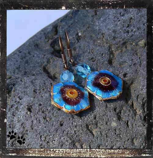 Tyrkysové cloisonne kytičky — foto 1