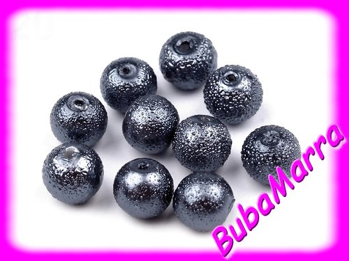 10ks~ VOSKOVANÉ PERLE 8mm sklo~ VROUBKY ~ PLATINA
