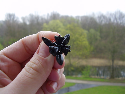 Náušnice Blooming flower black — foto 1