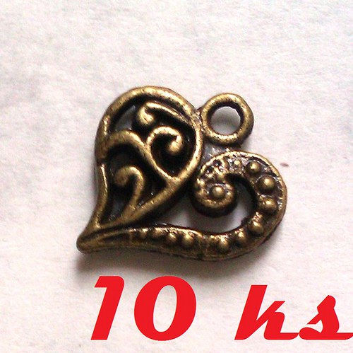 Oboustranné bronzové srdce - 10ks — foto 1