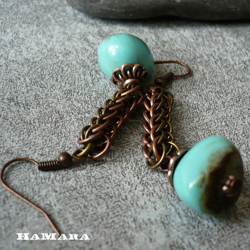 Persian bronze & tyrkys - náušnice — foto 1