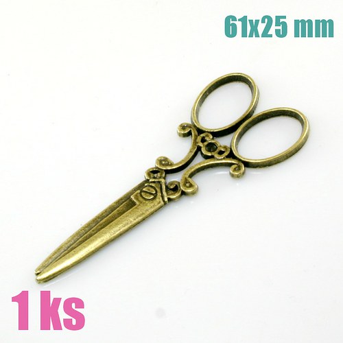 Přívěsek - nůžky MEGA bronzové, 6 cm — foto 1