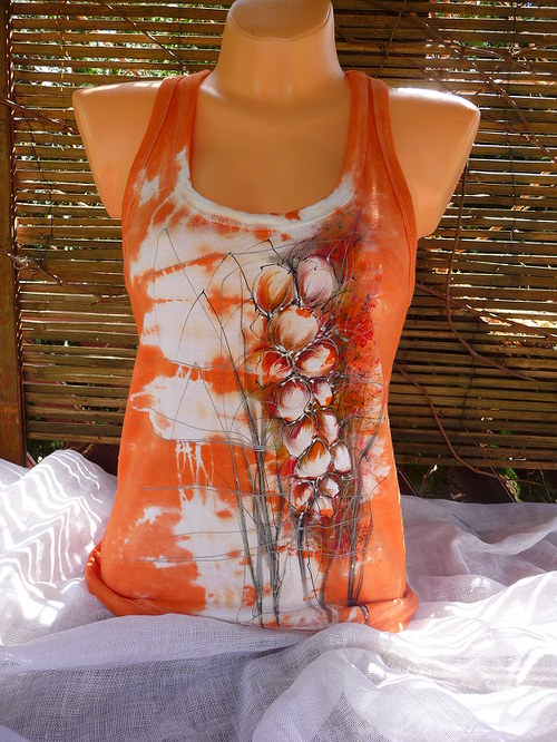 Dámské tílko ,oranžová orchidea (XL) — foto 1