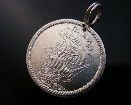Pirátská mince na krk Ag 925/1000
