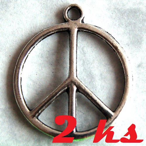 Stříbrný symbol peace - 2ks — foto 1
