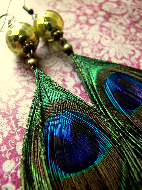 Boucles d'oreille de paon — foto 1