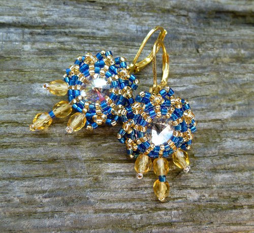 Swarovski rivoli - modrozlaté... — foto 1
