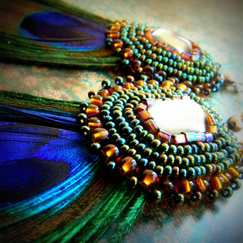 Boucles d'oreille de paon — foto 1