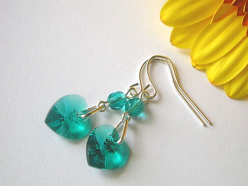 Swarovski srdíčka Blue Zircon.. — foto 1