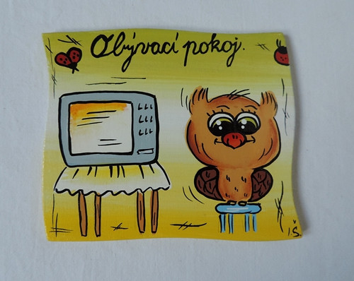 Cedulka na dveře-obývací pokoj-sovička