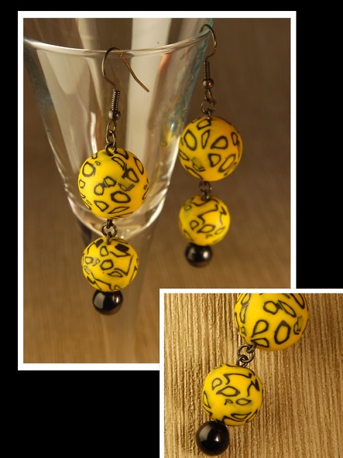 WILD IN THE CITY Leopard yellow náušnice — foto 1