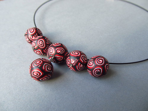 Fimo náhrdelník- červený — foto 1