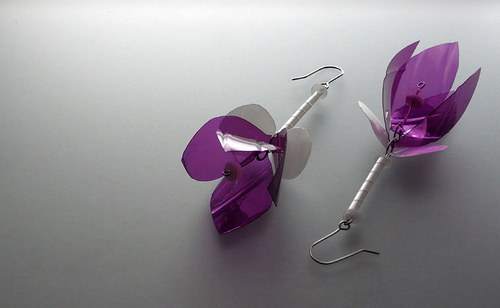 Náušnice Fuchsia-Růž-Bílo