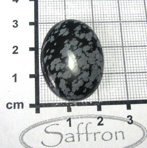 Obsidián vločkový , kabošon 2,2 x 3cm, č.8 — foto 1
