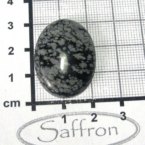 Obsidián vločkový , kabošon 2,2 x 3cm, č.11. — foto 1