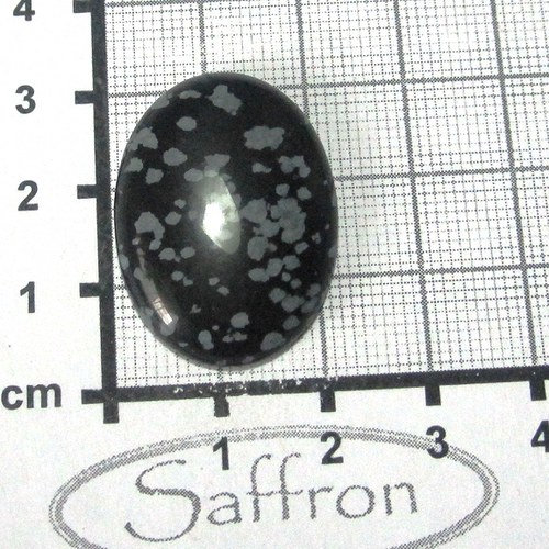 Obsidián vločkový , kabošon 2,2 x 3cm, č.12 — foto 1