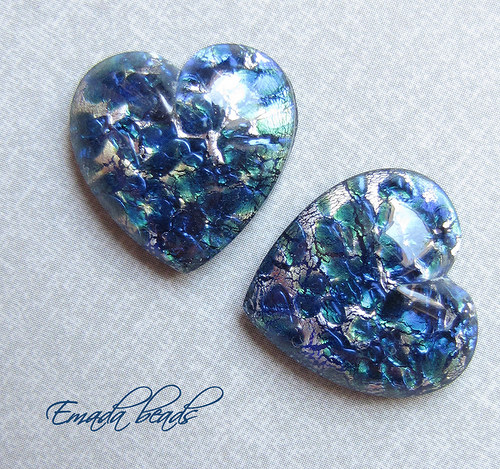 Kabošon, indigo srdce 2 x 2 cm — foto 1