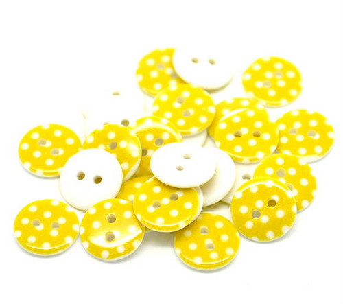Knoflíky plastový 18 mm PUNTÍK ŽLUTÝ