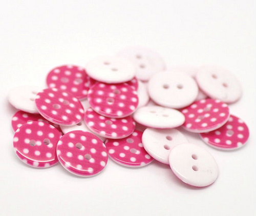 Knoflíky plastový 18 mm PUNTÍK KARMÍNOVÝ