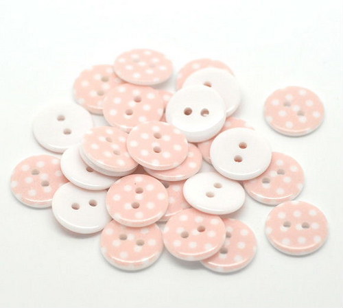Knoflíky plastový 18 mm PUNTÍK RŮŽOVÝ