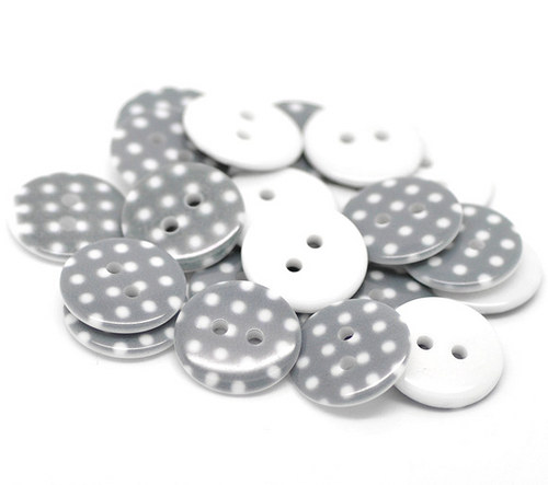 Knoflíky plastový 18 mm PUNTÍK ŠEDÝ