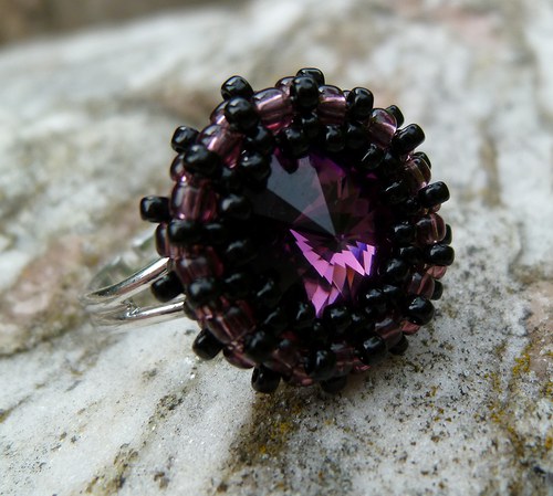 Swarovski rivoli prsten - Black violet... — foto 1