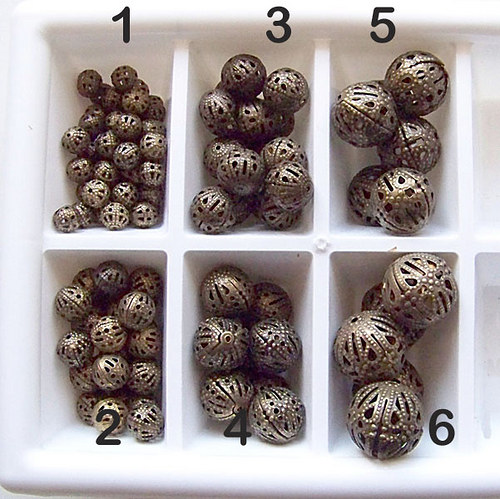 Korálek filigránový/ bronz/ 6mm/ 10ks