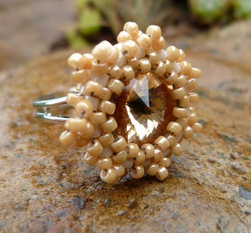 Swarovski rivoli prsten - beige... — foto 1